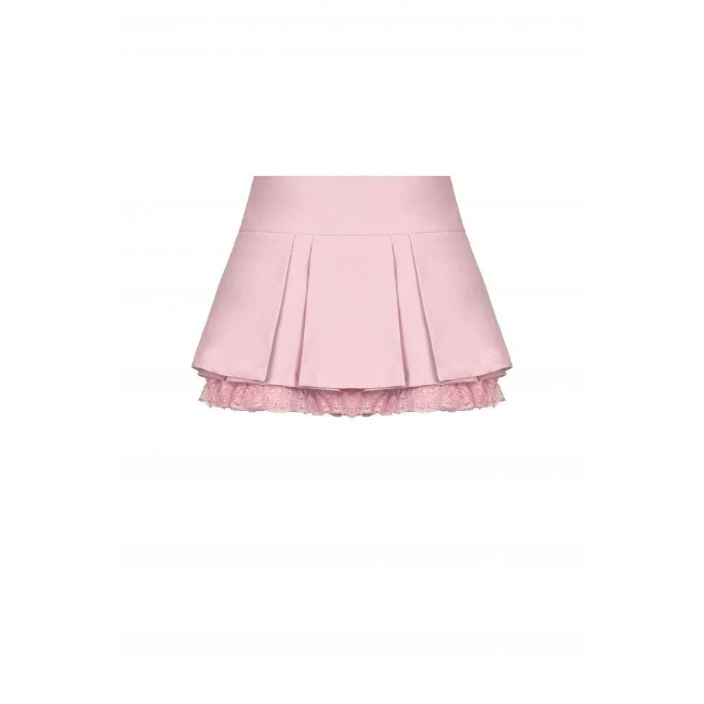 Women's Lolita Pink JK Pleated Skirt - Image 5