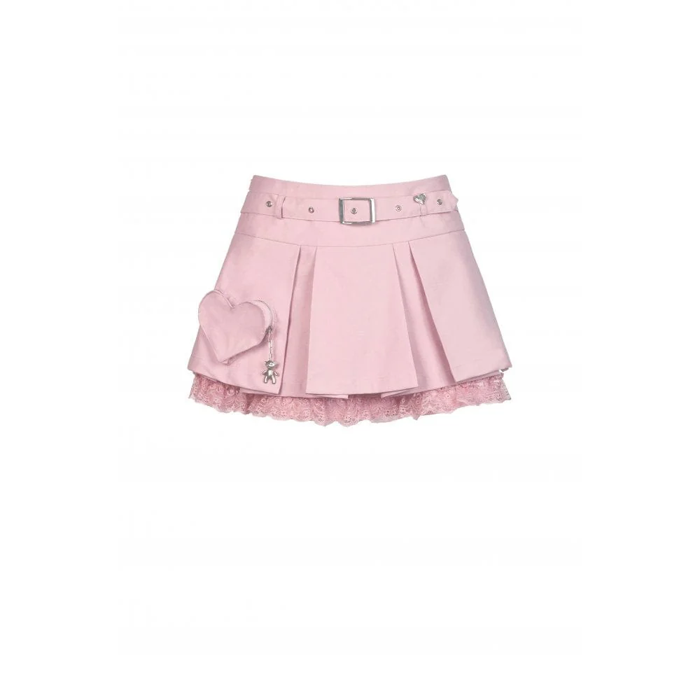 Women's Lolita Pink JK Pleated Skirt - Image 6