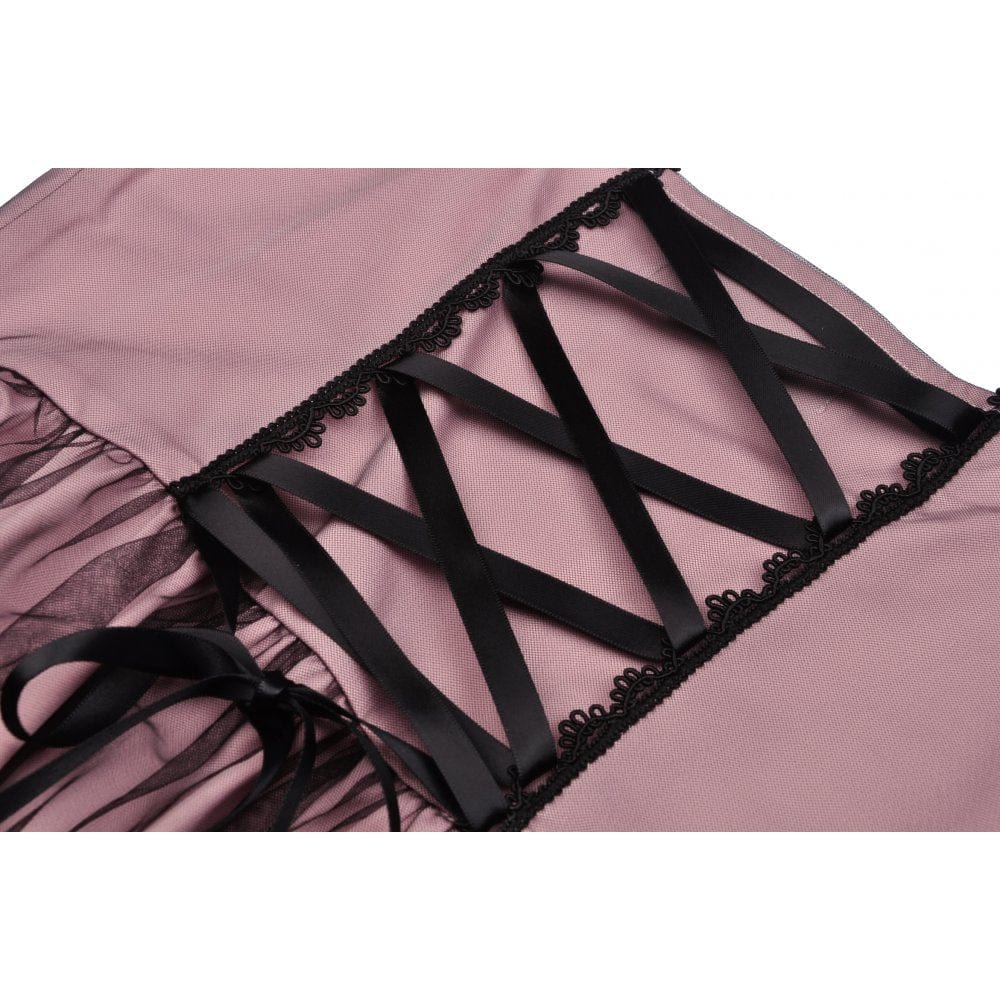 Women's Lolita Pink Multilayer Slip Dress Graduation Dress - Image 11