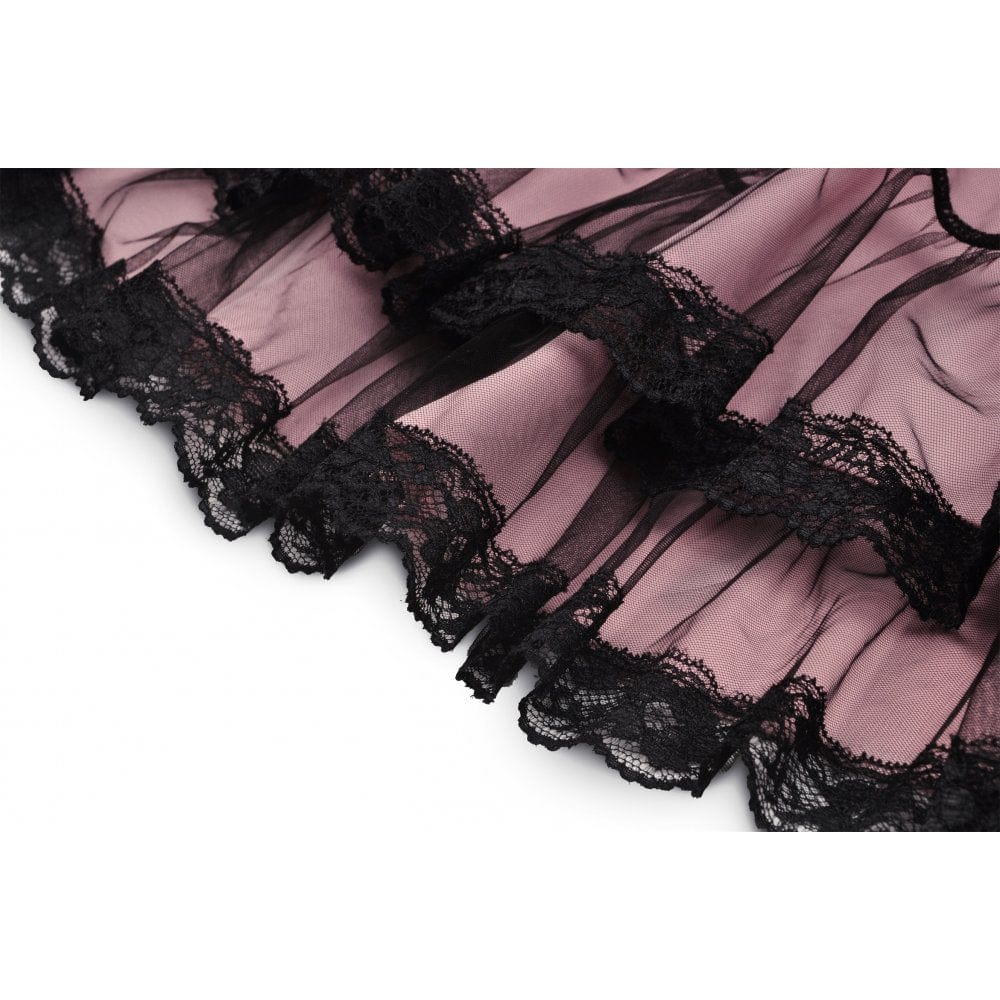 Women's Lolita Pink Multilayer Slip Dress Graduation Dress - Image 12