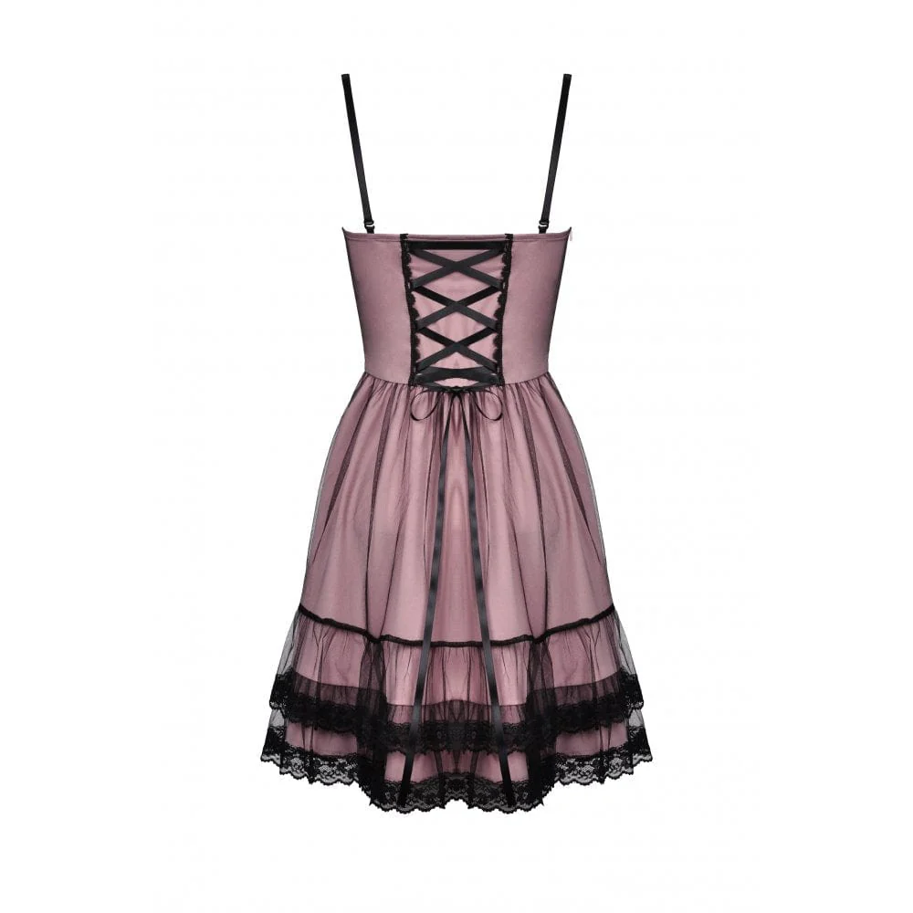 Women's Lolita Pink Multilayer Slip Dress Graduation Dress - Image 9
