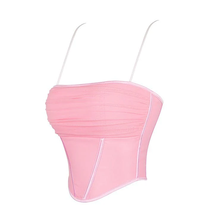 Women's Lolita Ruched Mesh Splice Overbust Corset - Image 2