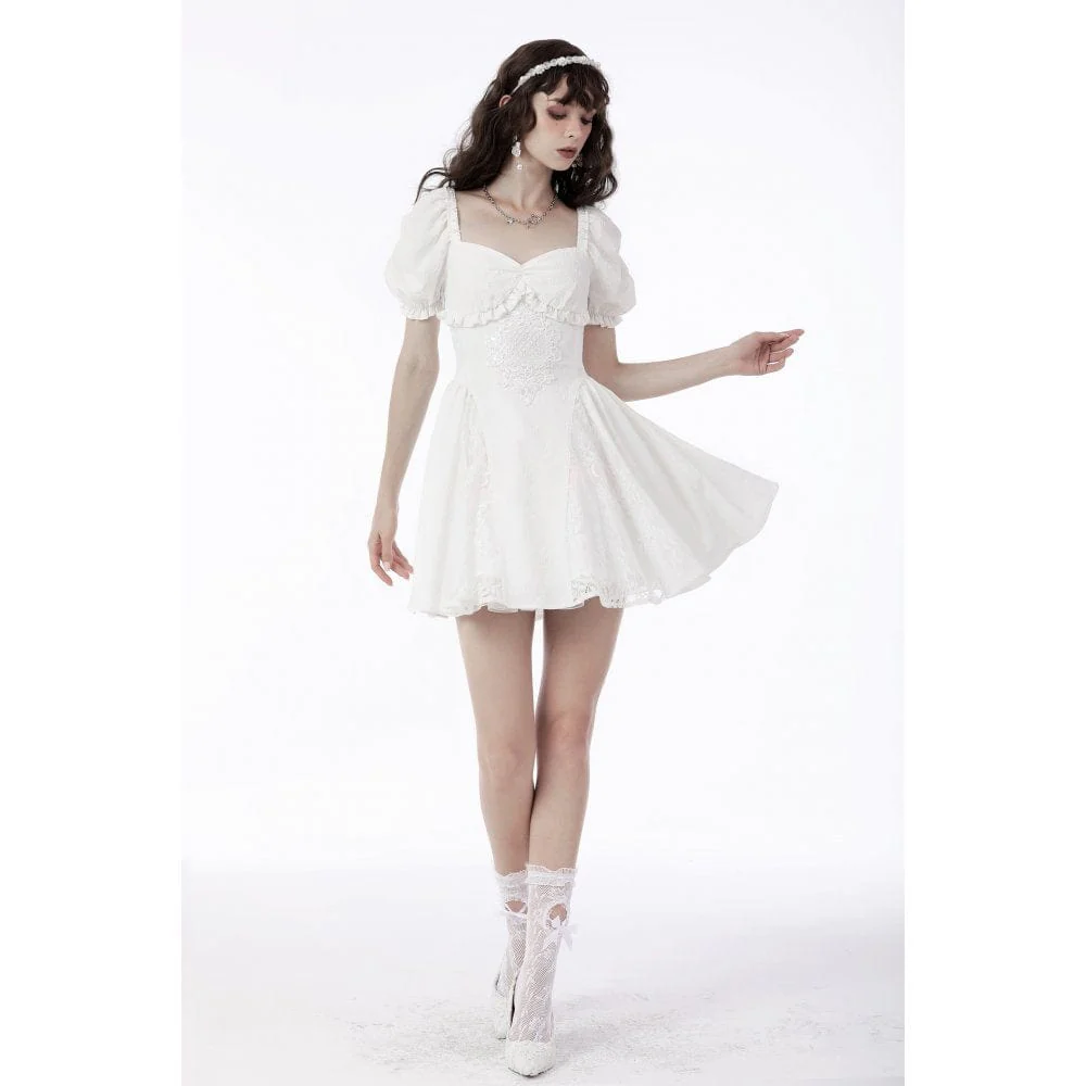 Women's Lolita Square Collar Puff Sleeved Princess Dress Wedding Dress Graduation Dress - Image 4
