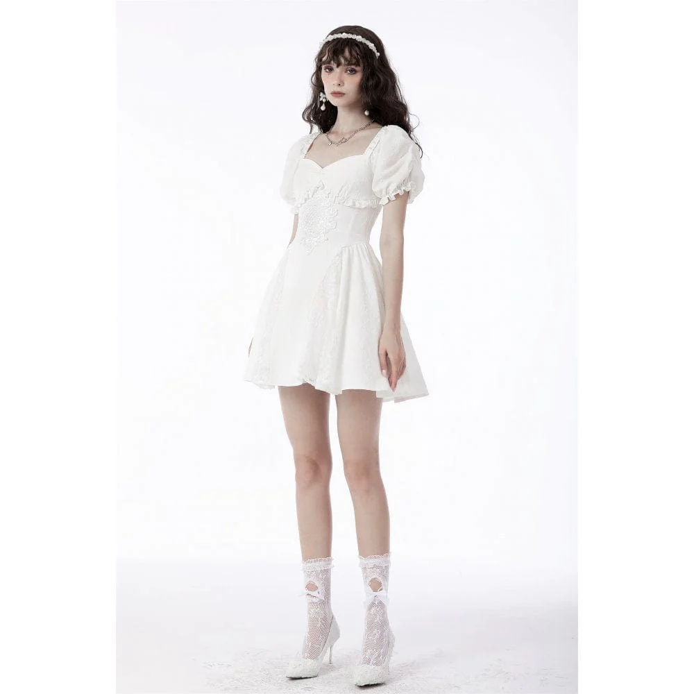 Women's Lolita Square Collar Puff Sleeved Princess Dress Wedding Dress Graduation Dress - Image 5