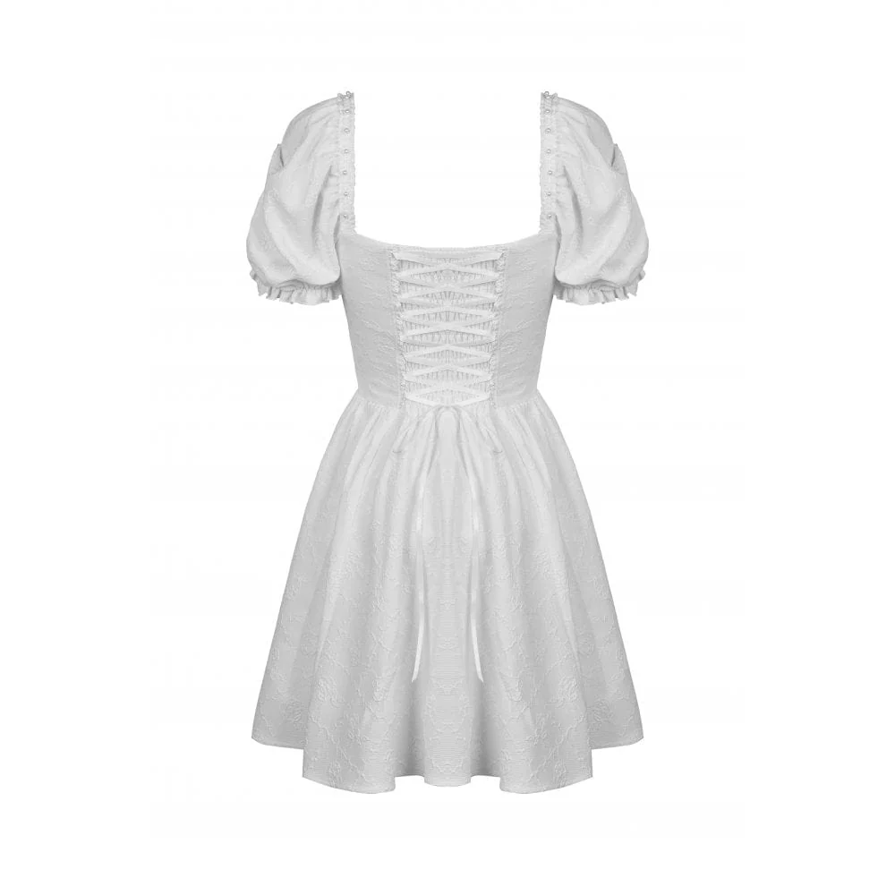 Women's Lolita Square Collar Puff Sleeved Princess Dress Wedding Dress Graduation Dress - Image 8