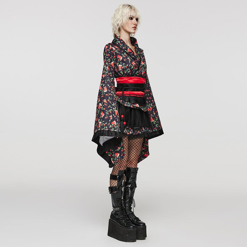 Women's Lolita Watermelon Printed Kimono with Skirt - Image 3