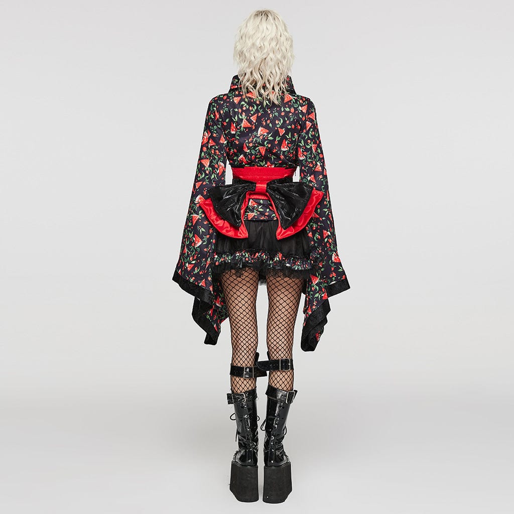 Women's Lolita Watermelon Printed Kimono with Skirt - Image 4