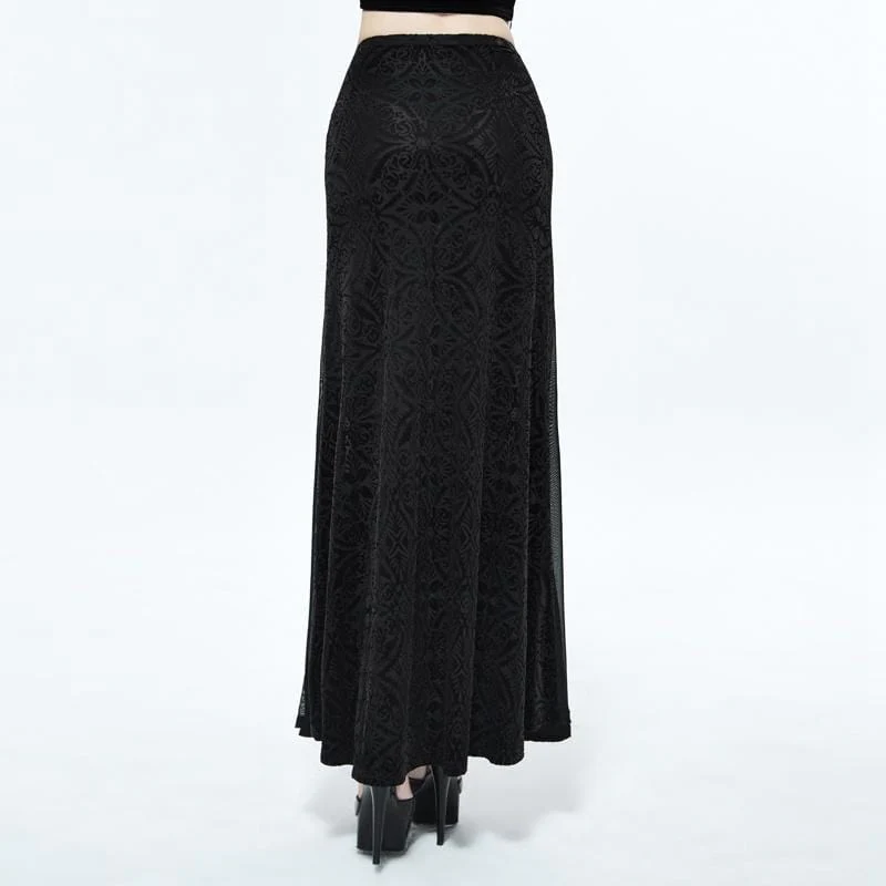 Women's Long Punk Skirt With Sheer Net Panels - Image 3