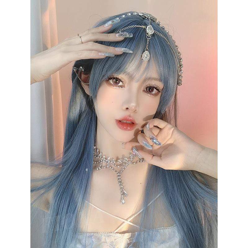 Women's Natural Blue Synthetics Hair Wig - Image 3