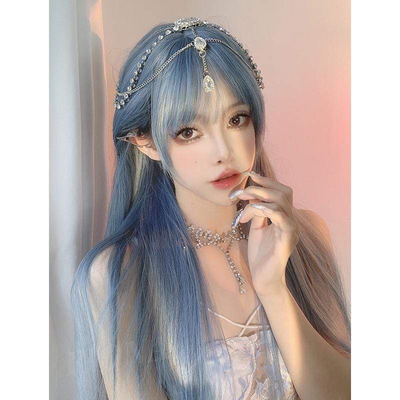 Women's Natural Blue Synthetics Hair Wig - Image 4