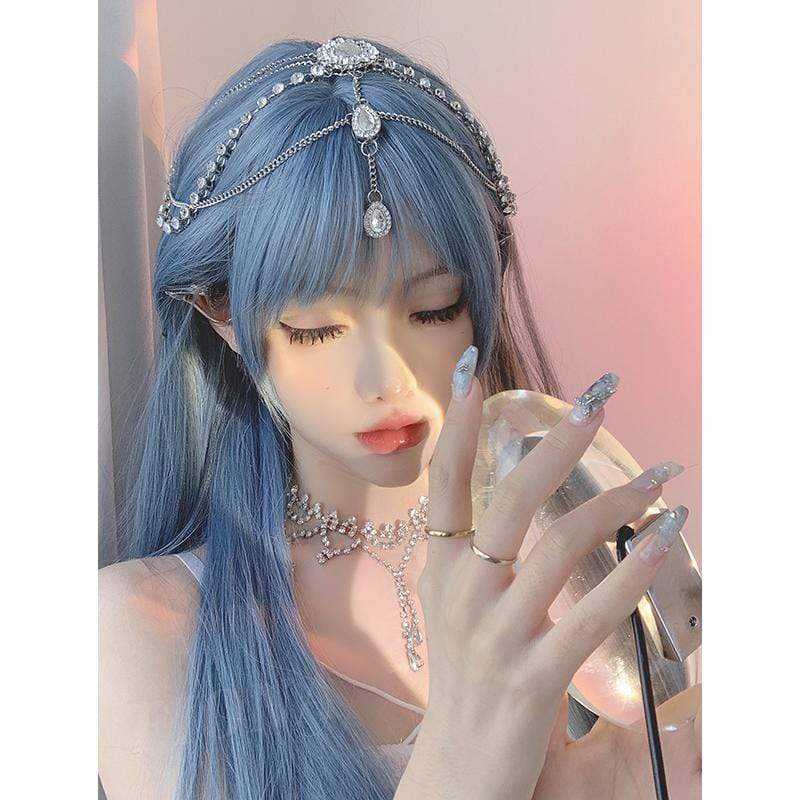 Women's Natural Blue Synthetics Hair Wig - Image 5