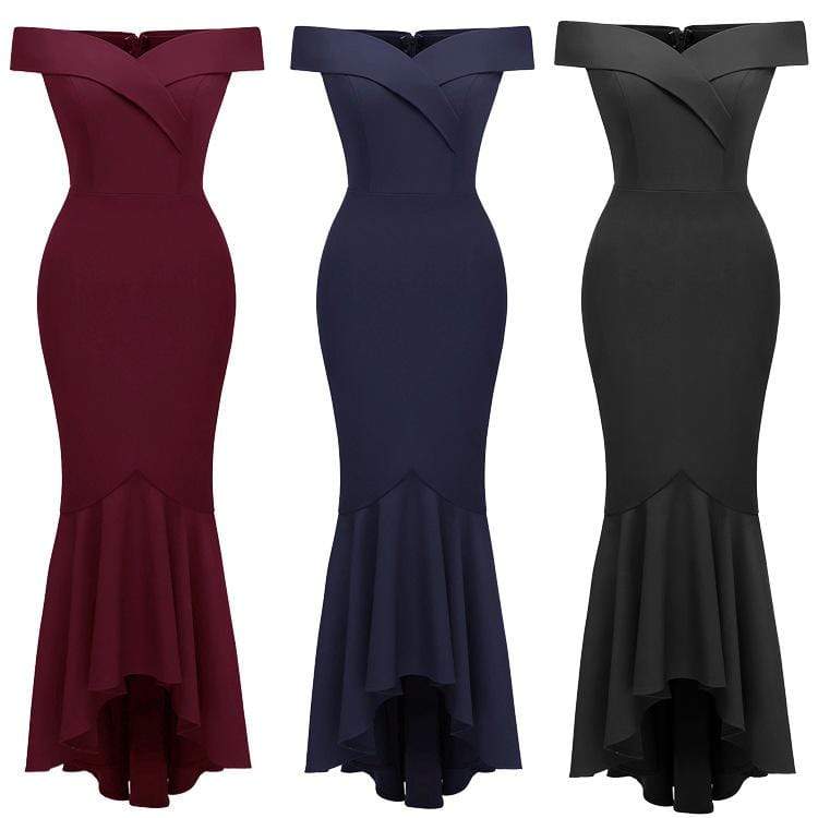 Women's Off Shoulder Maxi Wrapped Dresses Evening Dresses - Image 5