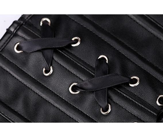 Women's Plus Size Faux Leather Overbust Zipper Corset G String - Image 6