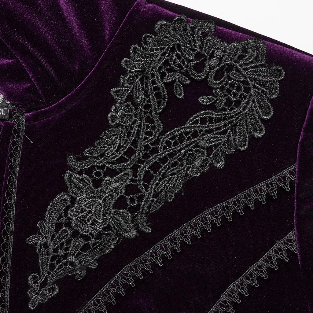 Women's Plus Size Gothic Flared Sleeved Velvet Coat with Hood - Image 10