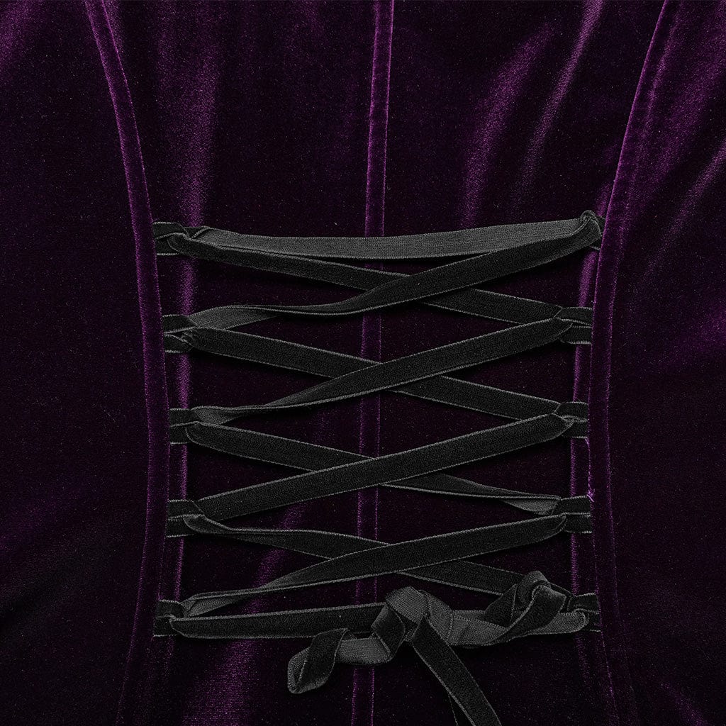 Women's Plus Size Gothic Flared Sleeved Velvet Coat with Hood - Image 12