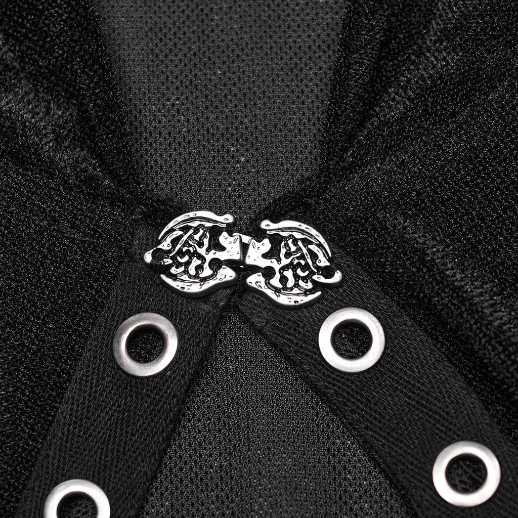 Women's Plus Size Gothic Irregular Eyelet Mesh Cardigan with Hood - Image 6