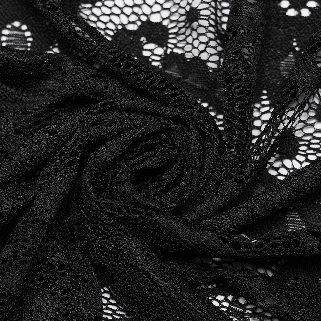 Women's Plus Size Gothic Irregular Split Lace Cape with Hood - Image 7
