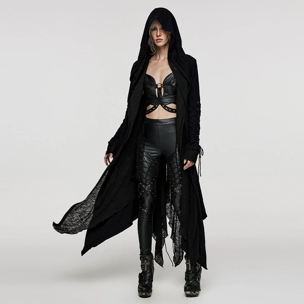 Women's Plus Size Gothic Irregular Strappy Distressed Coat - Image 5