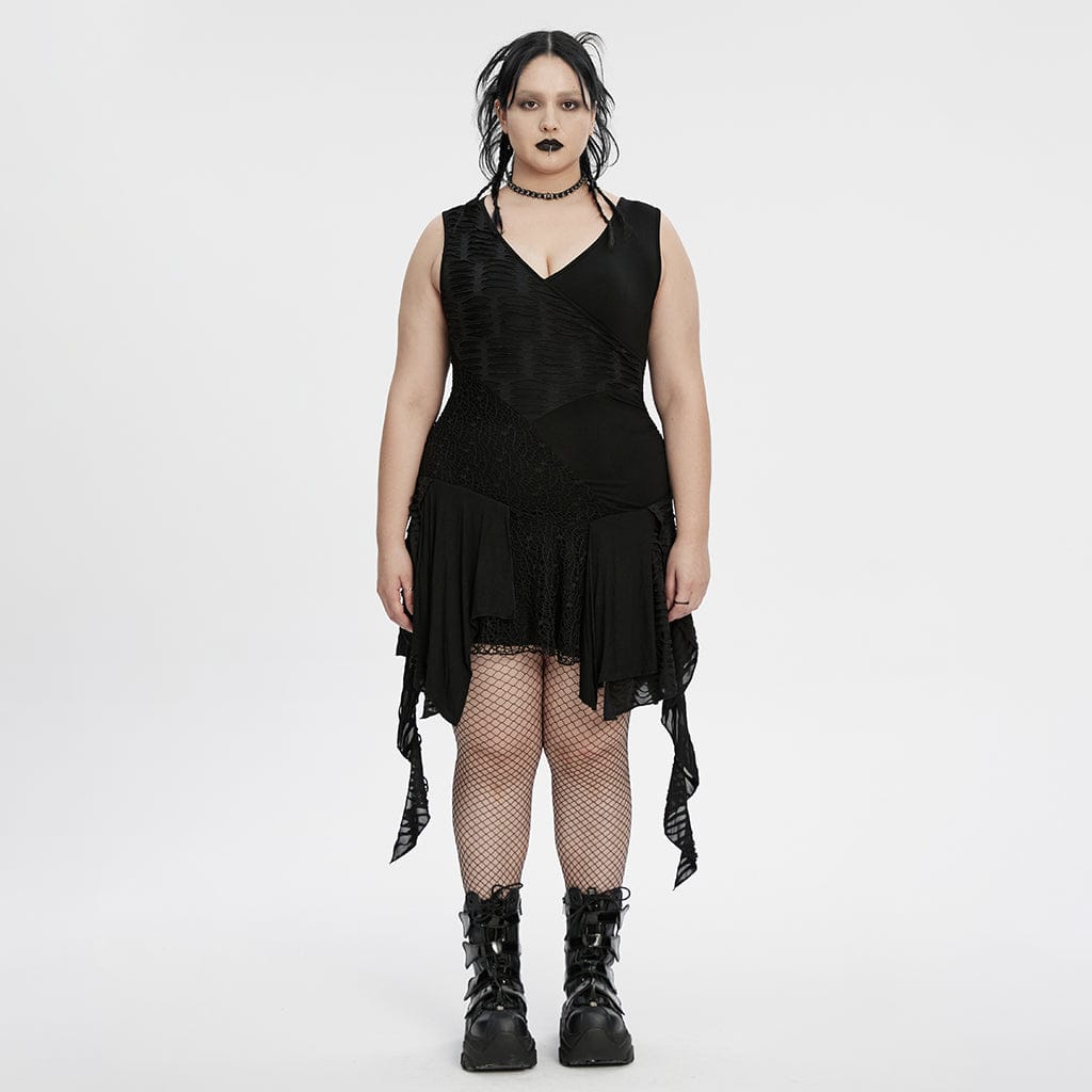 Women's Plus Size Gothic Plunging Irregular Ripped Honeymoon Dress Graduation Dress - Image 2
