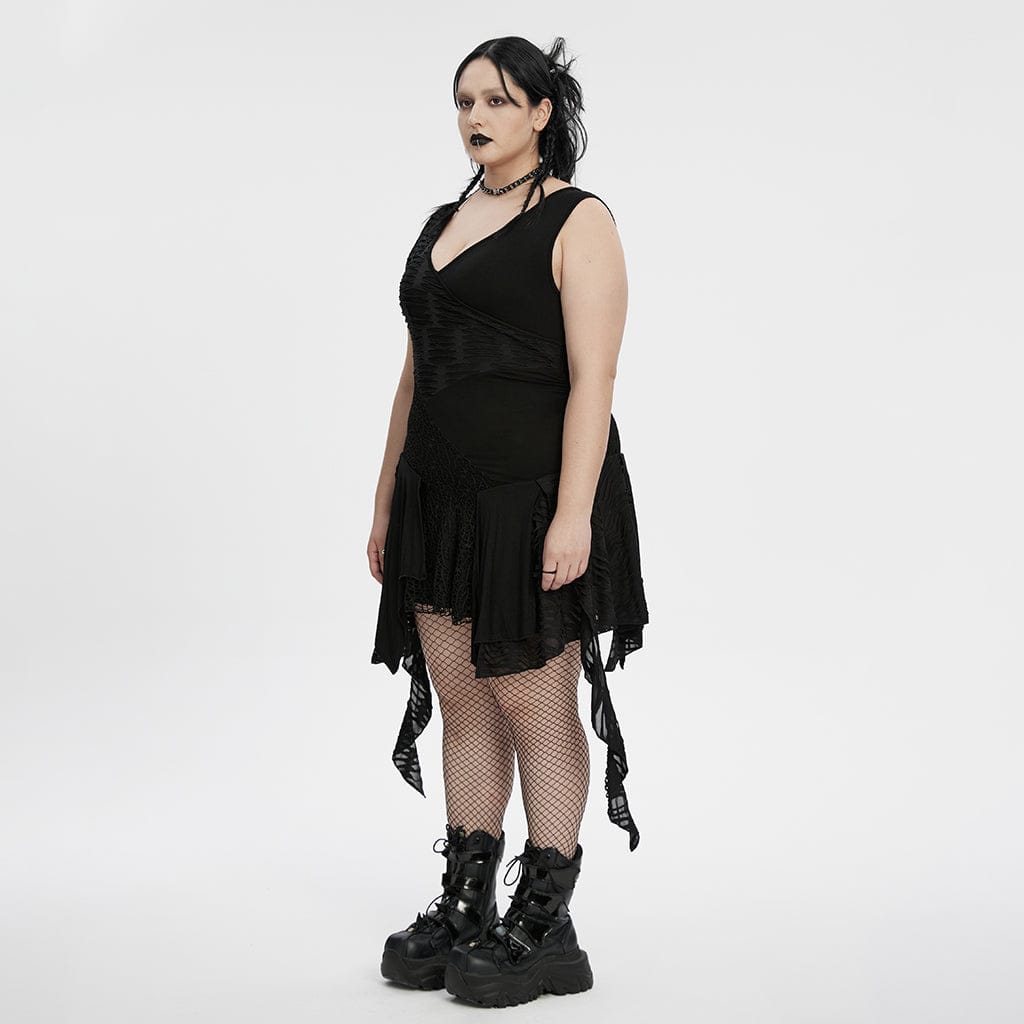Women's Plus Size Gothic Plunging Irregular Ripped Honeymoon Dress Graduation Dress - Image 3