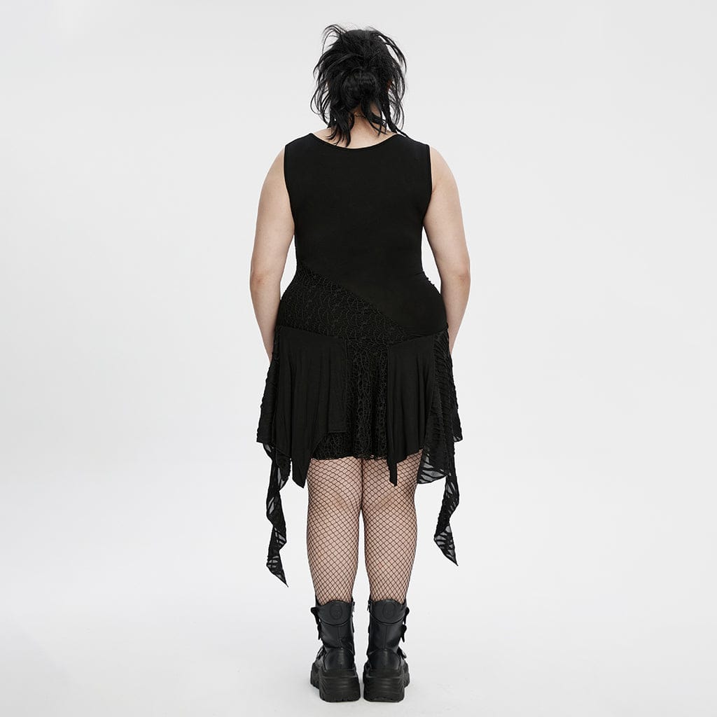 Women's Plus Size Gothic Plunging Irregular Ripped Honeymoon Dress Graduation Dress - Image 4