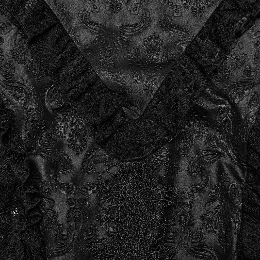 Women's Plus Size Gothic Ruffled Lace Splice Embossed Skirt - Image 6