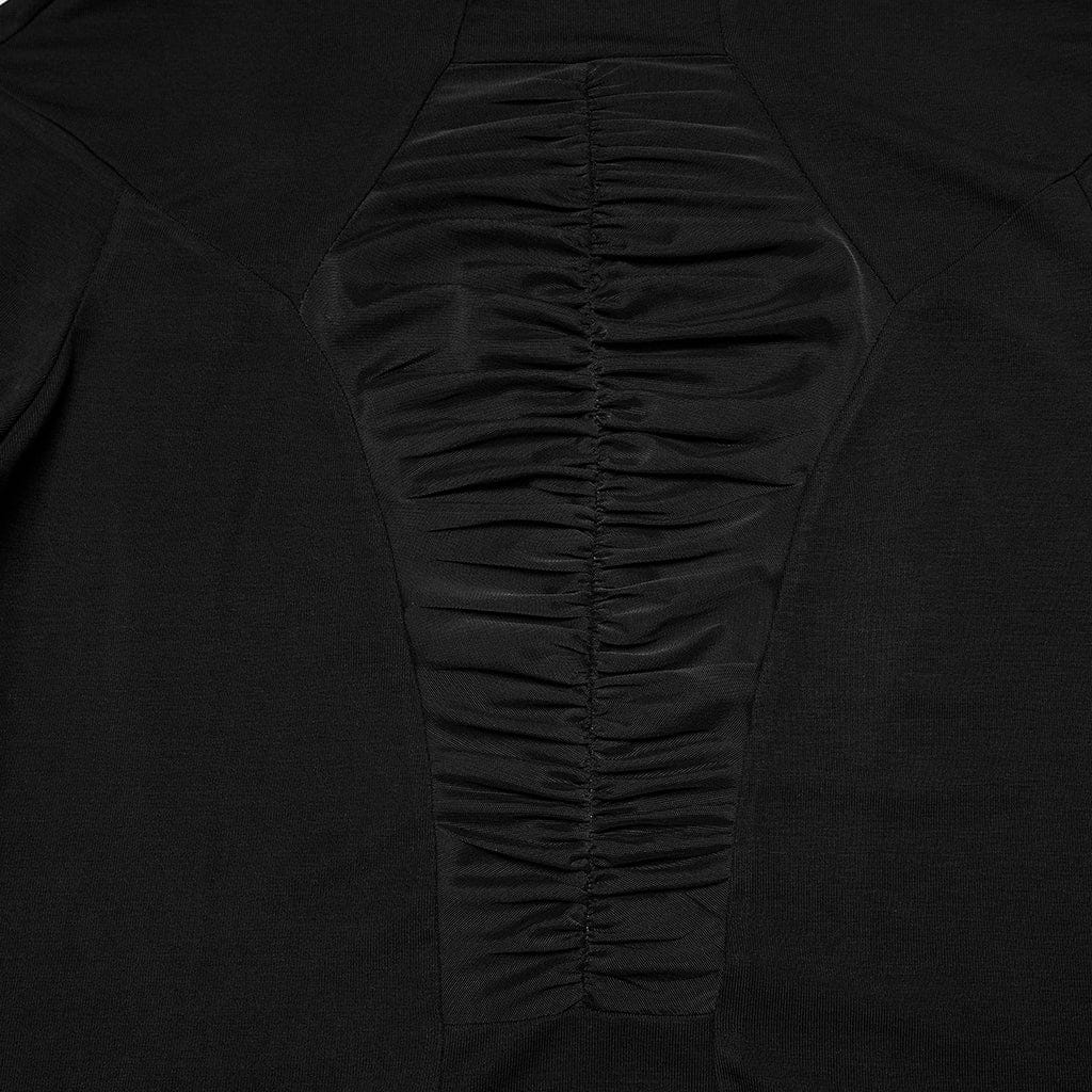 Women's Plus Size Gothic Stand Collar Mesh Splice Shirt - Image 7