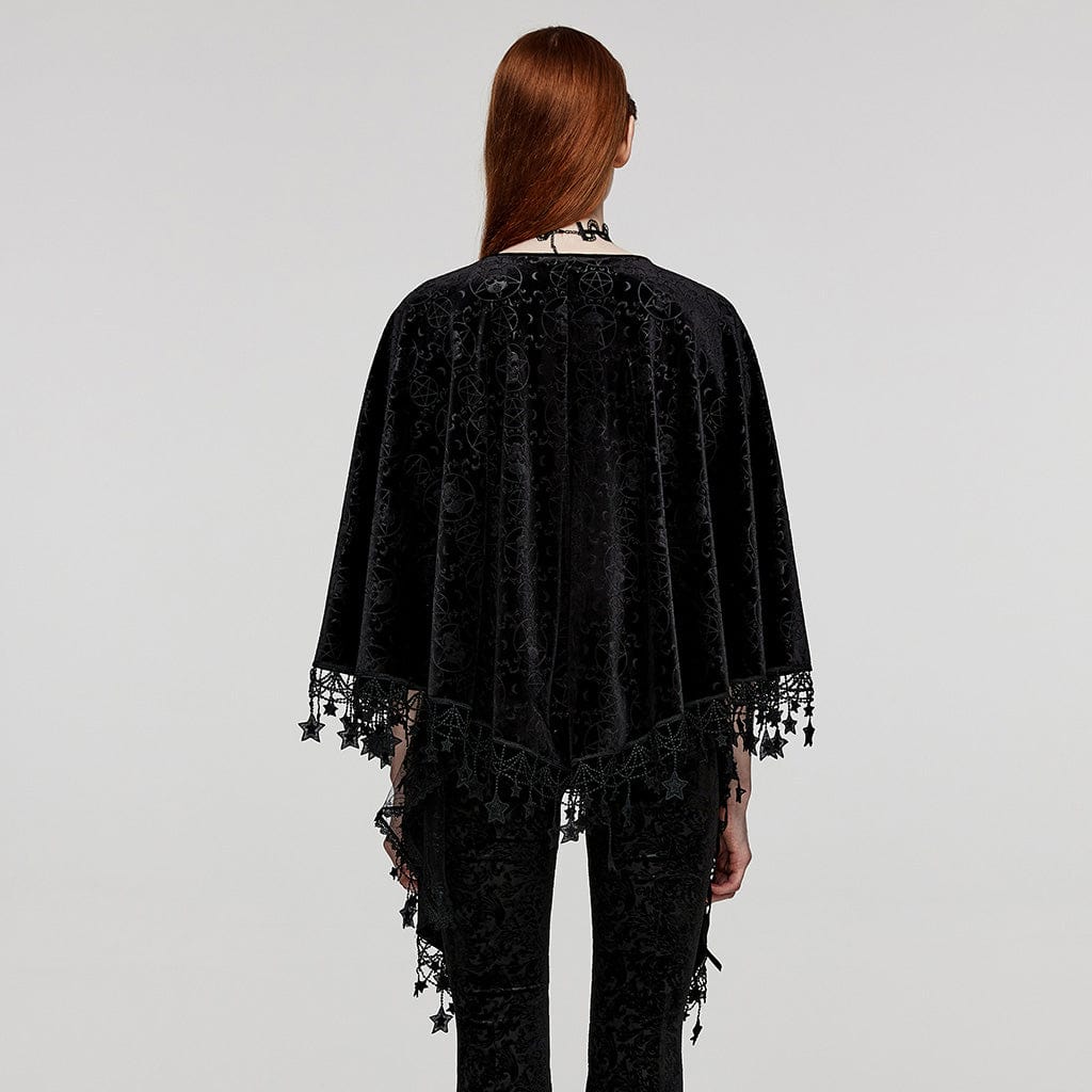 Women's Plus Size Gothic Star Tassels Velvet Cape - Image 3