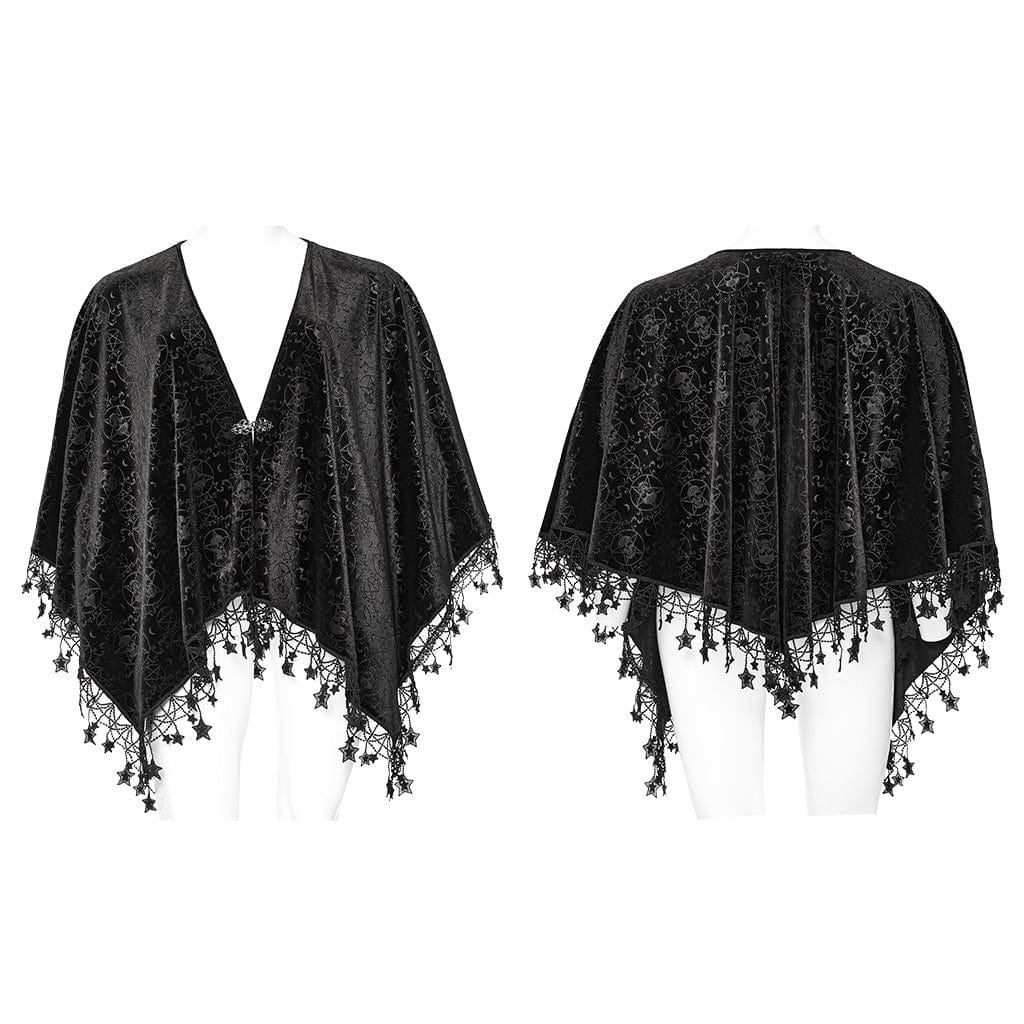 Women's Plus Size Gothic Star Tassels Velvet Cape - Image 5