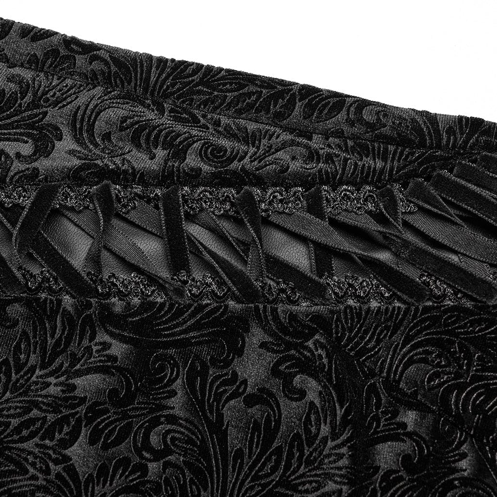 Women's Plus Size Gothic Strappy Jacquard Flared Pants - Image 9