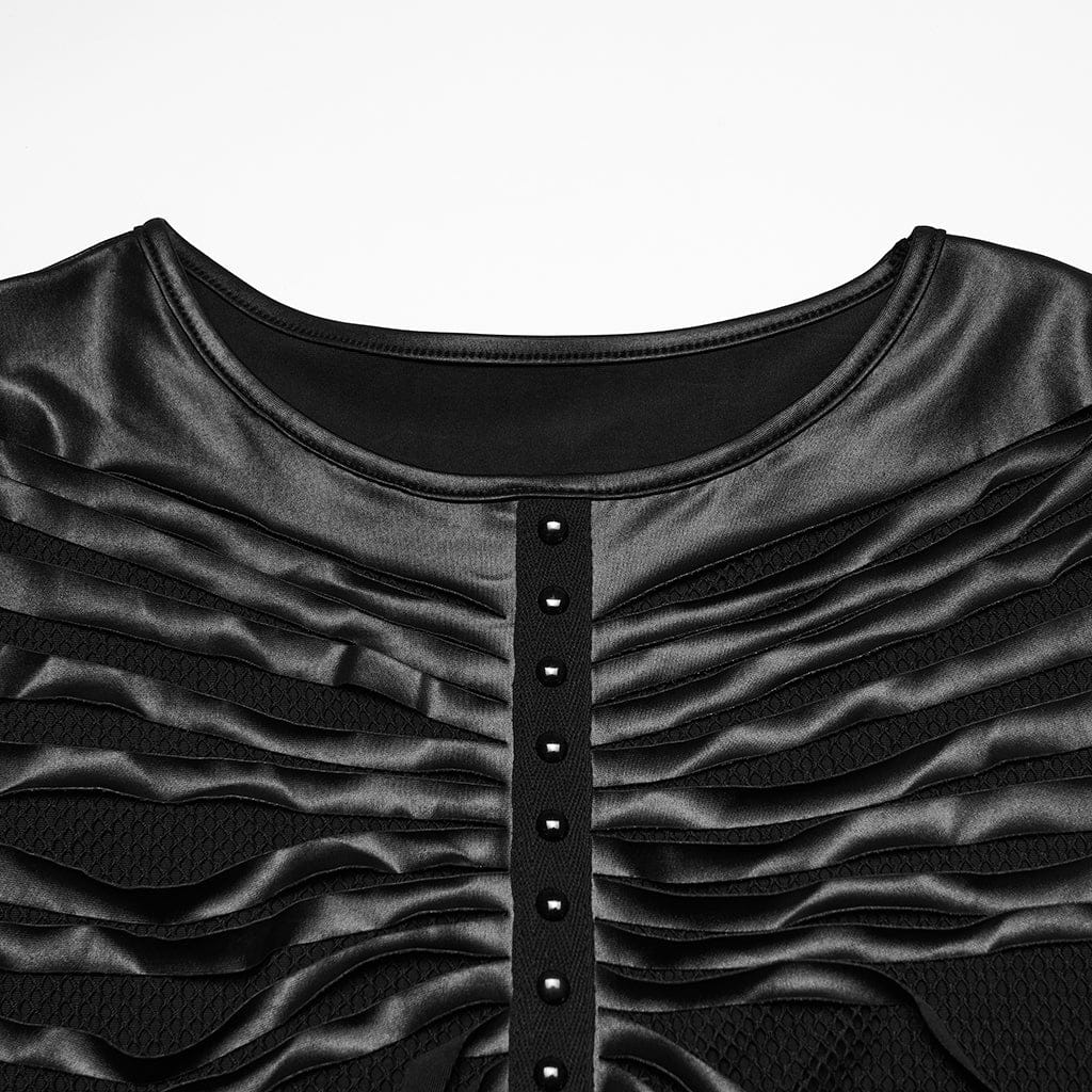 Women's Plus Size Punk Ribbed Mesh Splice Tank Top - Image 6