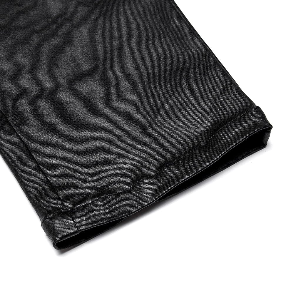 Women's Plus Size Punk Side Zip Faux Leather Pants with Belt - Image 9