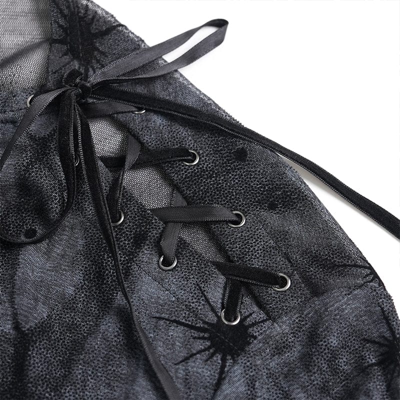 Women's Punk Asymmetric Cutout Printed Long Sleeved Shirt - Image 10