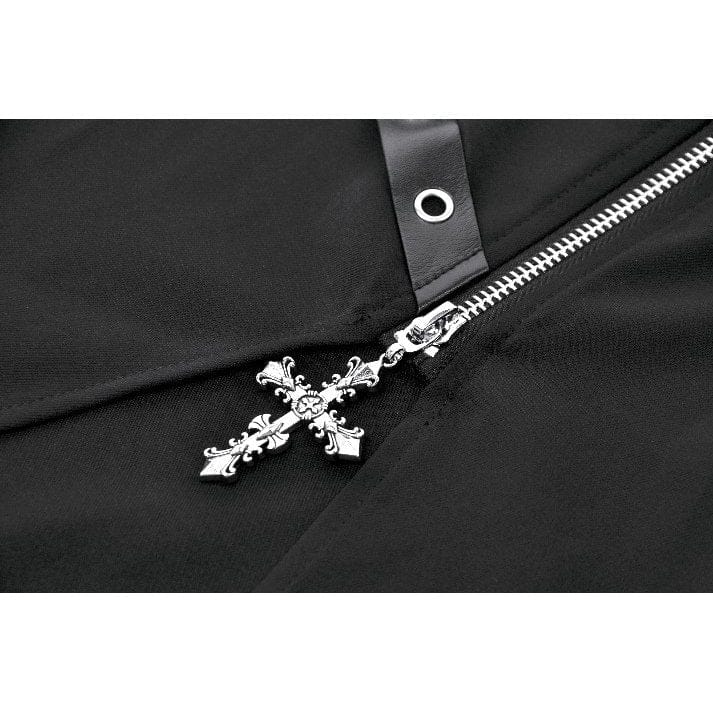 Women's Punk Asymmetric Eyelet Strappy Zip Long Skirt - Image 14