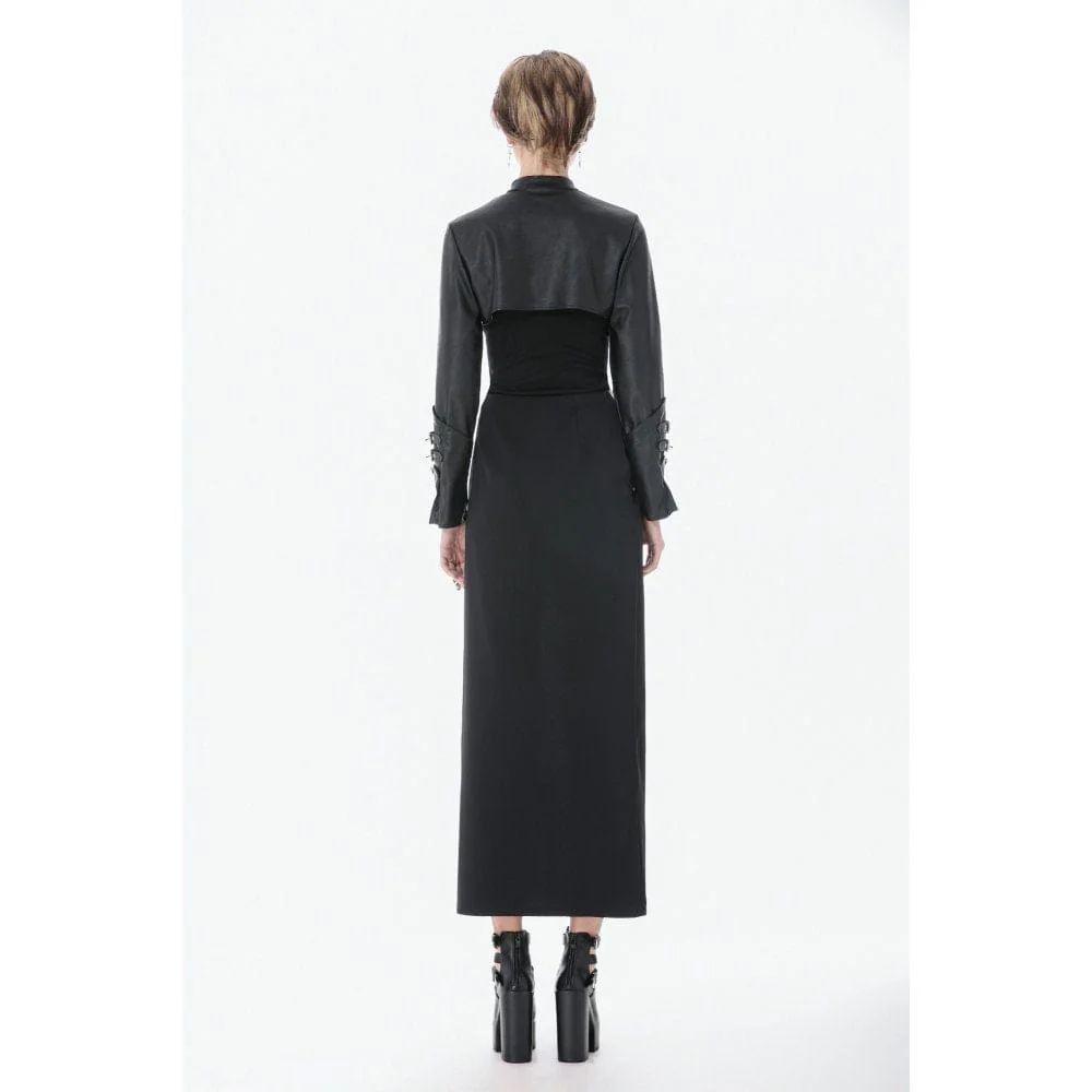 Women's Punk Asymmetric Eyelet Strappy Zip Long Skirt - Image 7