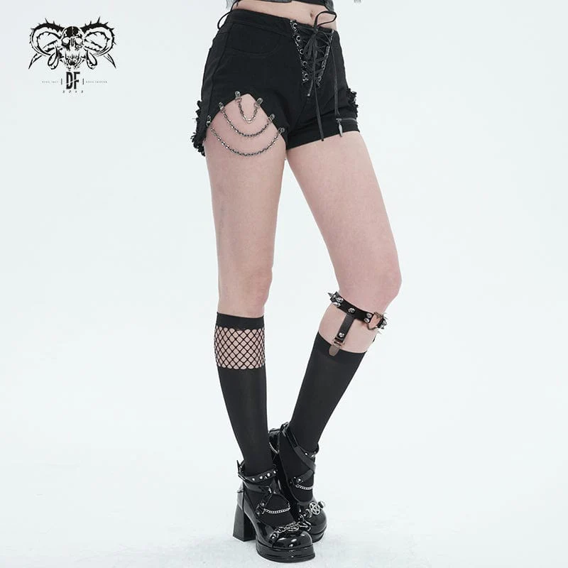 Women's Punk Asymmetrical Mesh Splice Socks with Garter - Image 5