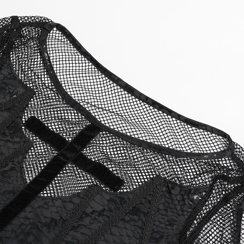 Women's Punk Bat Cross Mesh Top - Image 9