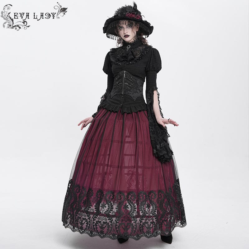 Women's Punk Batwing Beaded Lace-up Underbust Corset - Image 3
