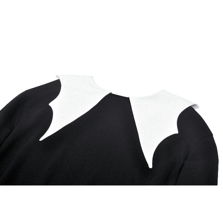 Women's Punk Batwing Sweatshirt Black White - Image 16