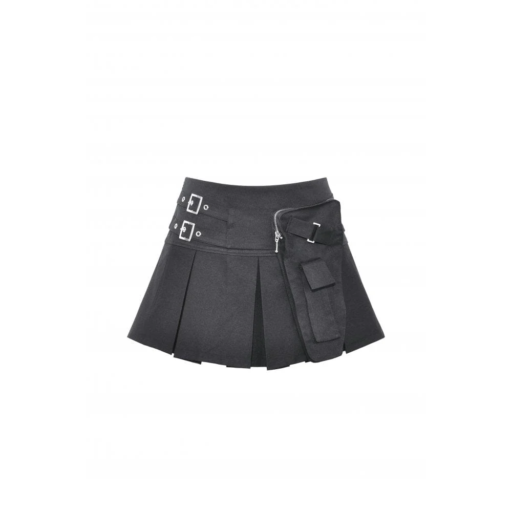 Women's Punk Big-pocket Buckle Pleated Skirt - Image 11