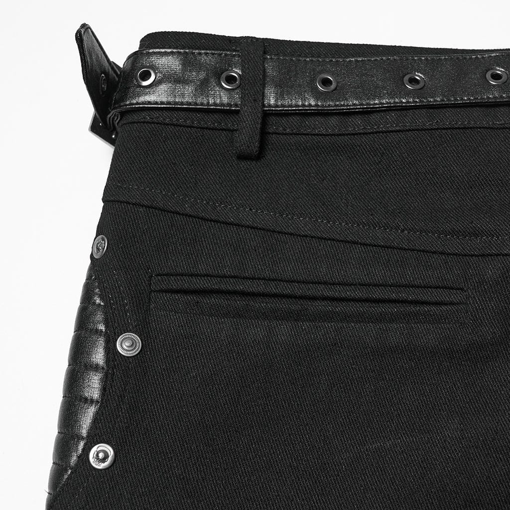 Women's Punk Big Pocket Buckle Strap Lace-up Pants - Image 9
