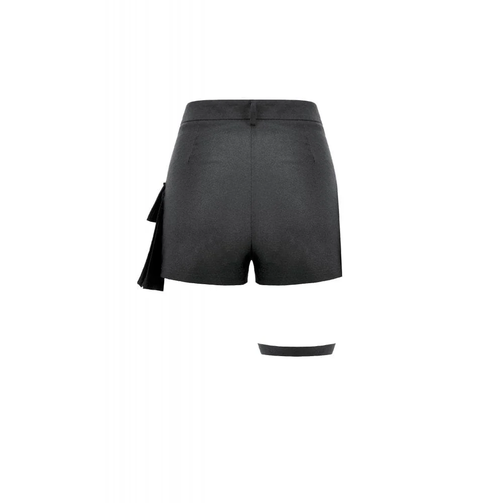 Women's Punk Big Pocket Zip Shorts with Leg Harness - Image 10