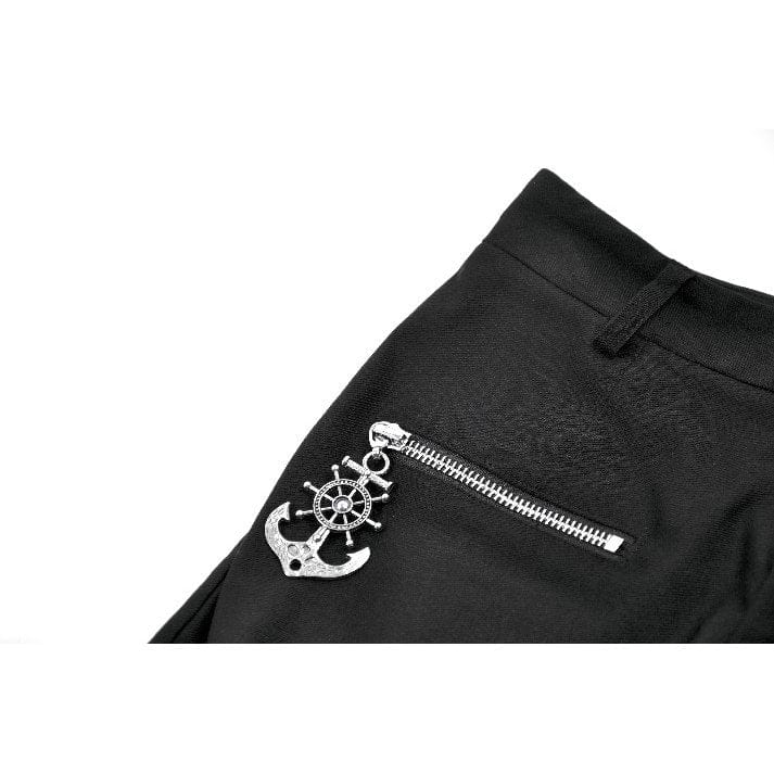 Women's Punk Big Pocket Zip Shorts with Leg Harness - Image 13