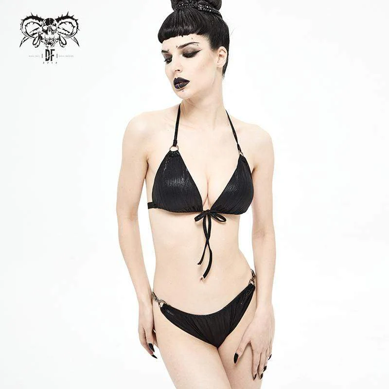 Women's Punk Black Cheeky Bikini Bottom - Image 6
