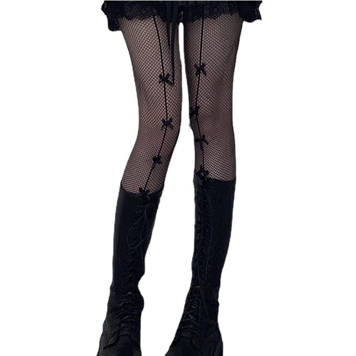 Women's Punk Bowknot Fishnet Stockings - Image 2