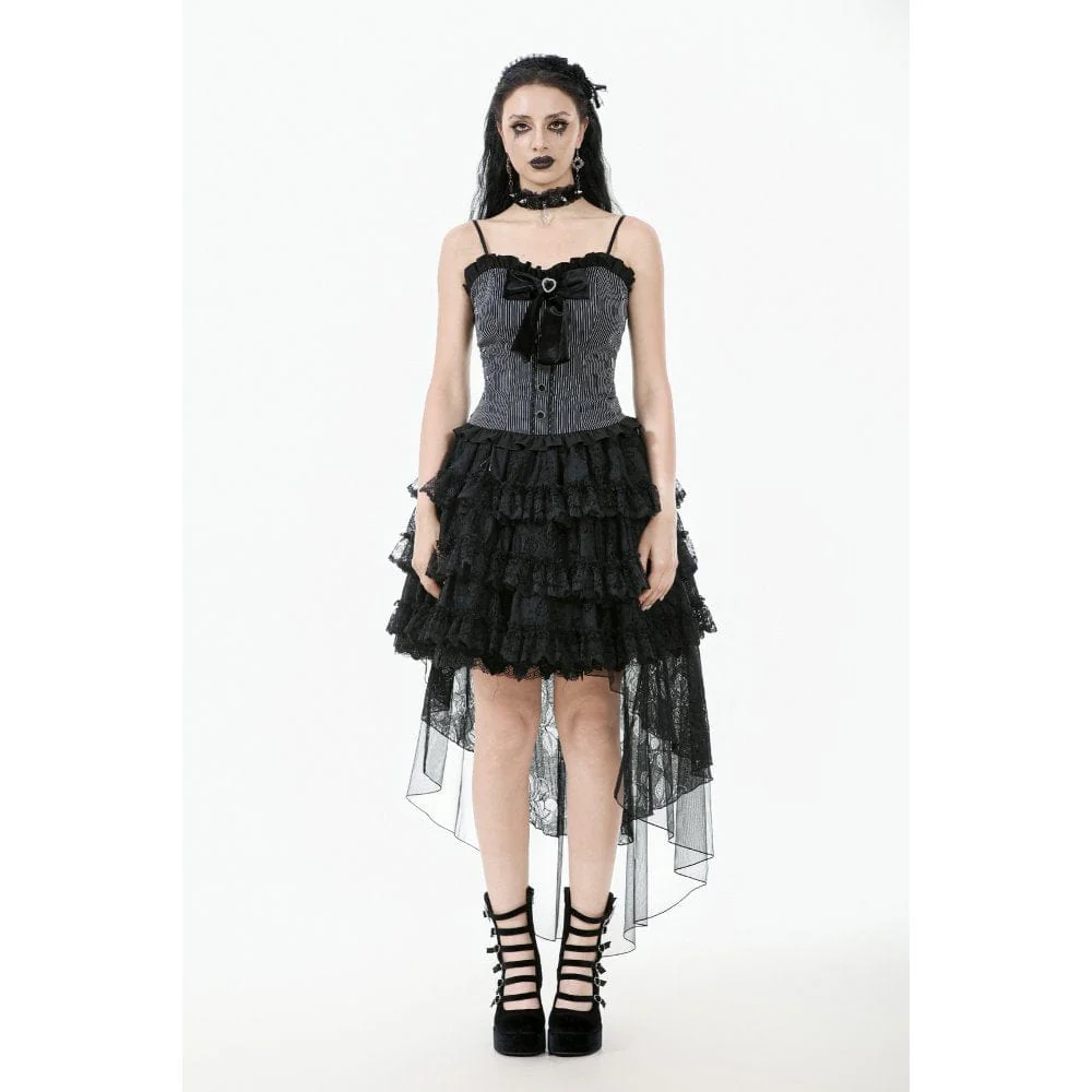 Women's Punk Bowknot Pinstripes Tank Top - Image 5