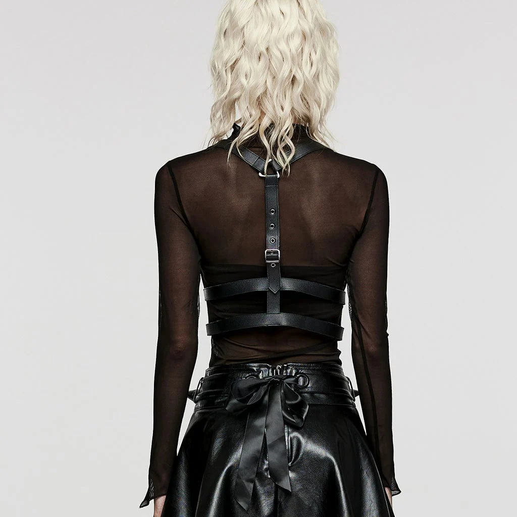 Women's Punk Buckle Faux Leather Body Harness - Image 3