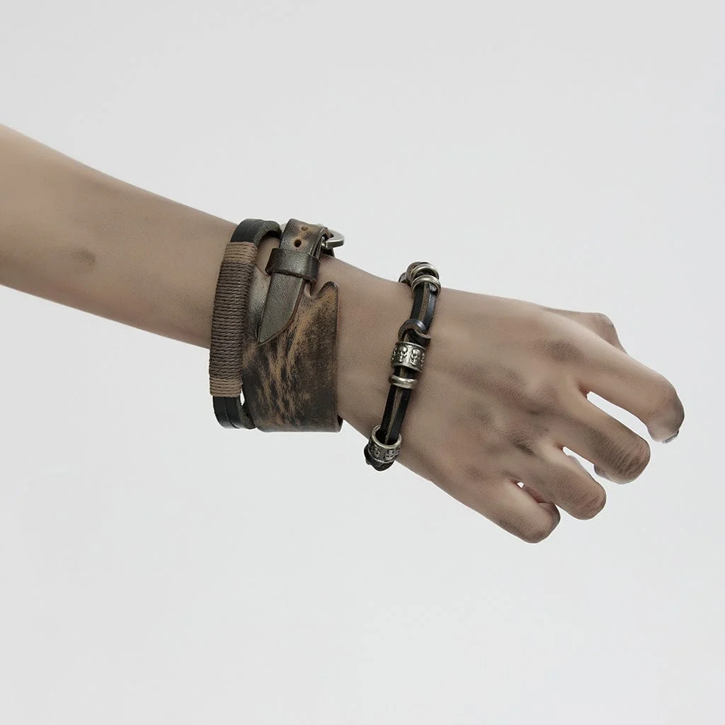 Women's Punk Buckle Faux Leather Bracelet Set - Image 3