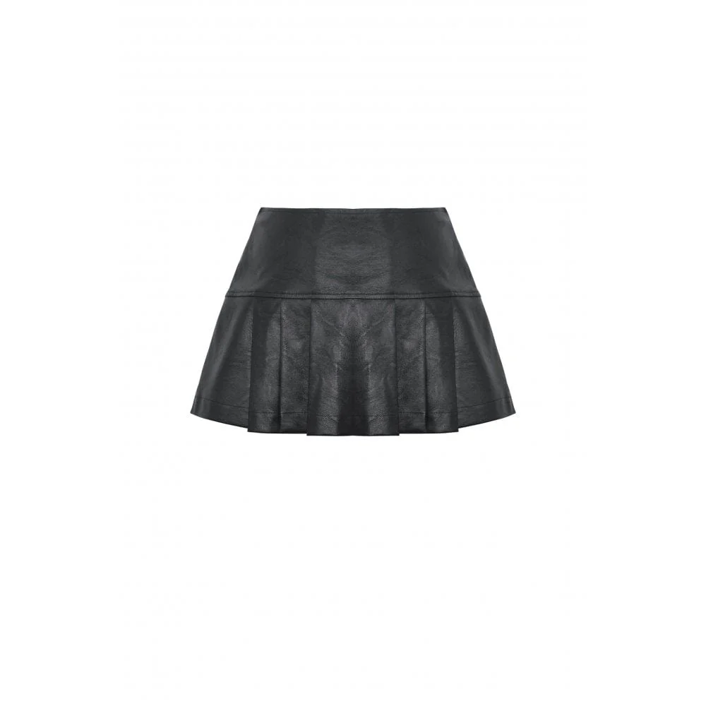 Women's Punk Buckle Faux Leather Pleated Skirt - Image 11