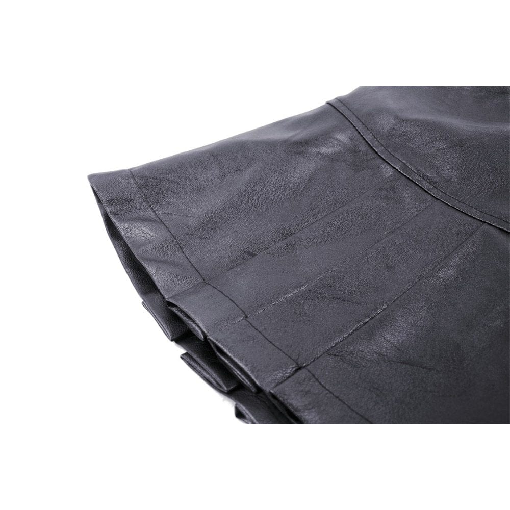 Women's Punk Buckle Faux Leather Pleated Skirt - Image 16